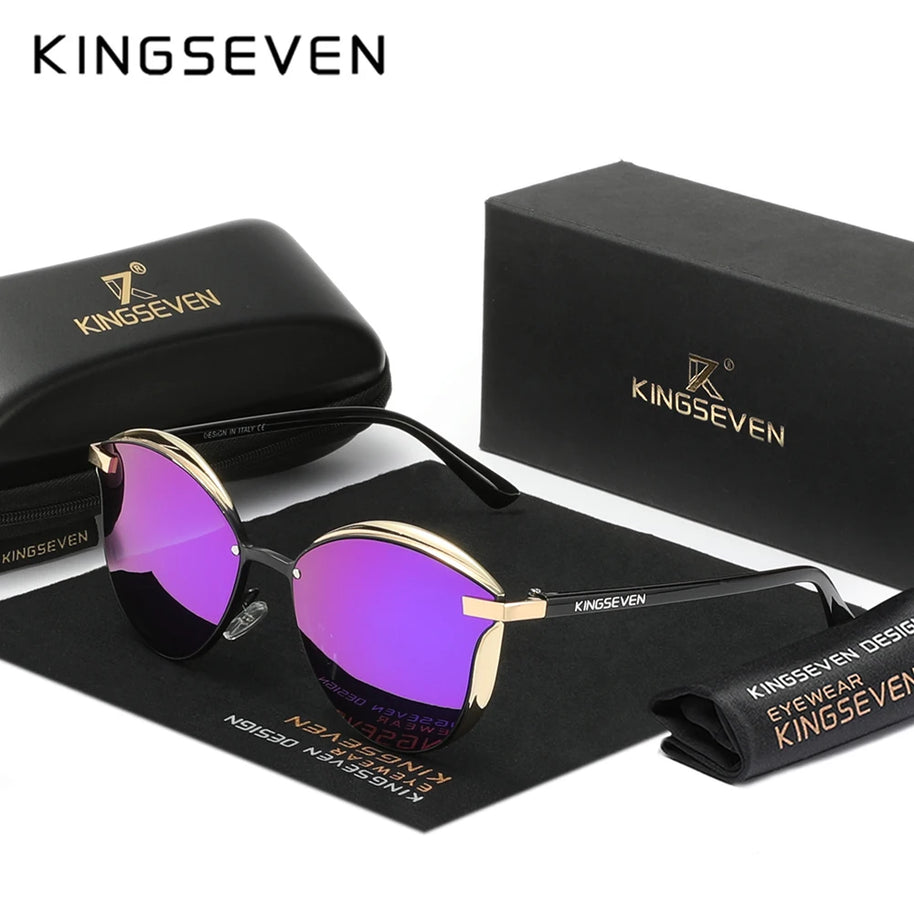 KINGSEVEN Fashion Cat Eye Polarized Sunglasses Women Luxury Ladies Driving Butterfly Glasses Men UV400 Large Frame Eyewear